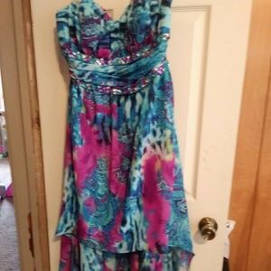 Multi color hi/low dress